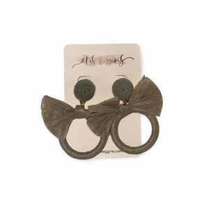 Olive Green Bow Earrings